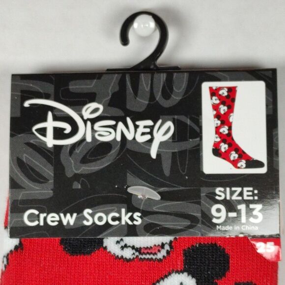 Disney Mickey Mouse Crew Socks Size 9-13 Unisex Multicolored Polyester Spandex - Picture 4 of 9